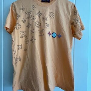 Louis Vuitton Orange Tee with Iconic Pattern